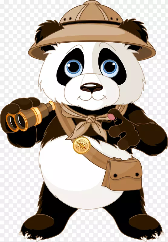 大熊猫免版税剪贴画卡通望远镜