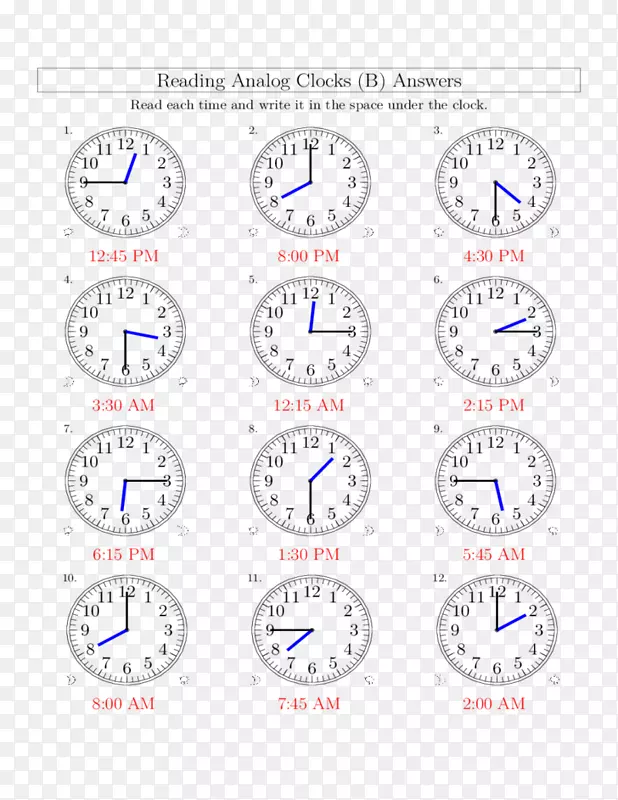 时钟时间测量工作表.时钟