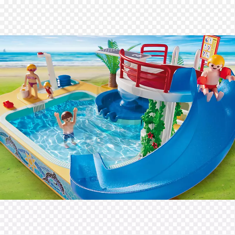 Amazon.com游泳池Playmobil玩具游乐场滑梯-玩具