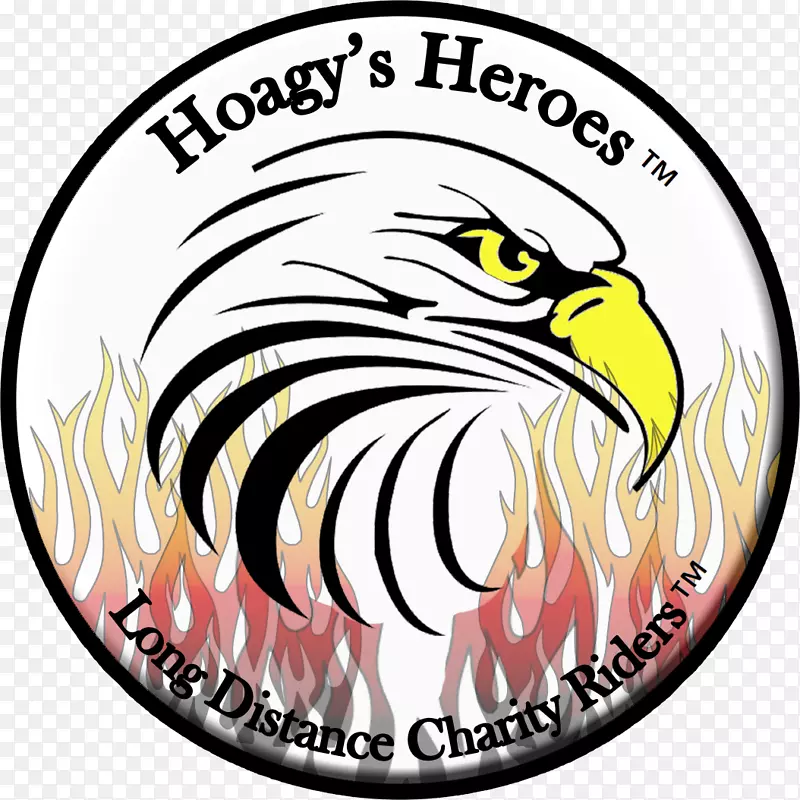 秃鹰摩托车Hoagy‘s Heros Inc.组织标志-驾驶摩托车