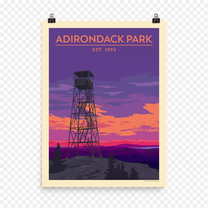Adirondack Park Adirondack高峰海报纸Adirondack广告-古董海报
