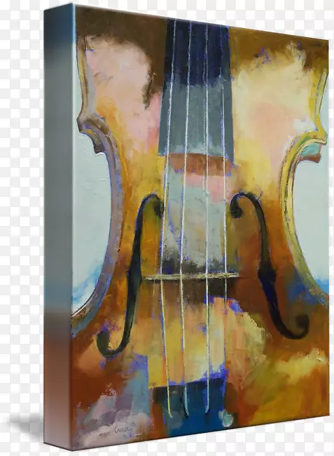 小提琴中提琴大提琴低音绘画水彩画小提琴