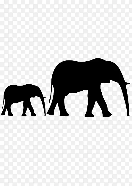 亚洲象非洲灌木象幼象剪贴画-剪影