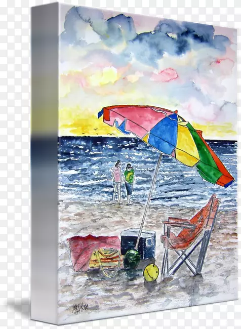 水彩画画廊包清水滩帆布-沙滩水彩