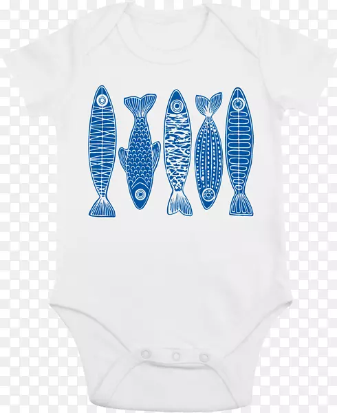 婴儿和幼童一件t恤袖蓝扎紧身套装-婴儿鱼