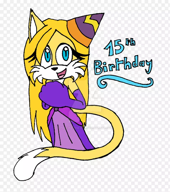 胡须猫卡通剪贴画-15岁生日