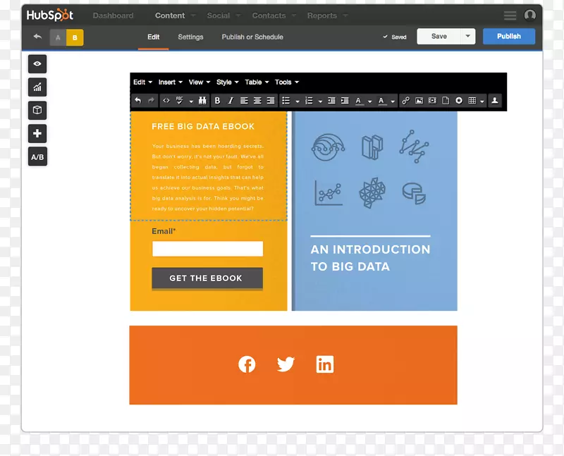 响应网页设计登陆页网页HubSpot公司。市场营销