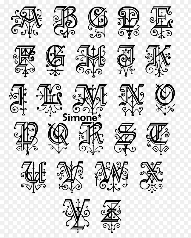 字母纹身全大写字母表włOski-生活写法