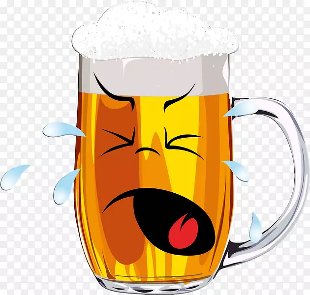 啤酒品脱玻璃表情笑脸剪贴画-啤酒