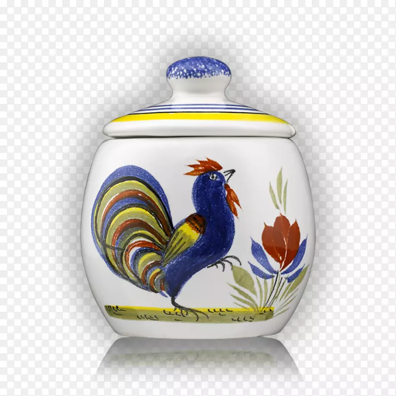 公鸡花瓶蓝白陶瓷钴蓝花瓶