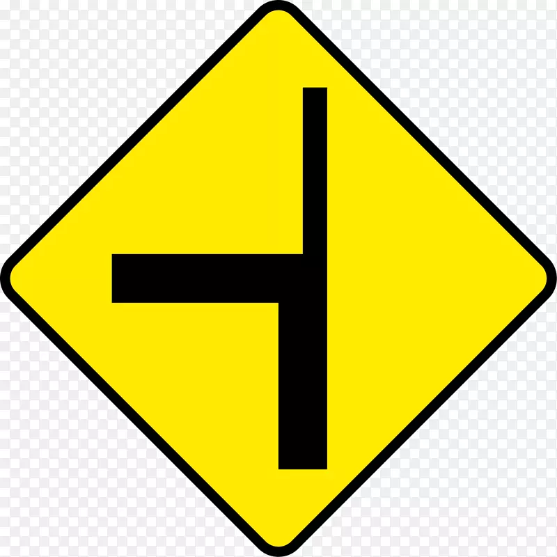 交通标志三通路口警告标志交汇处-道路