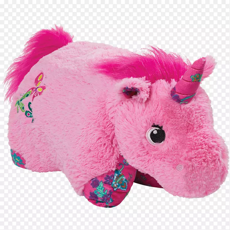 枕头宠物毛绒动物&可爱的玩具独角兽粉红色-独角兽粉红色