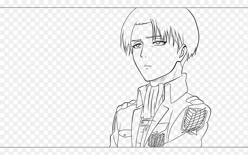 Mikasa Ackerman Levi线画素描-汉吉