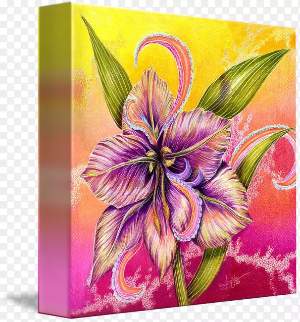 花卉设计丙烯酸涂料静物摄影水彩画.紫色