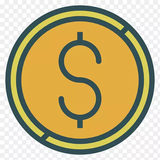 美元硬币计算机图标绘图.硬币