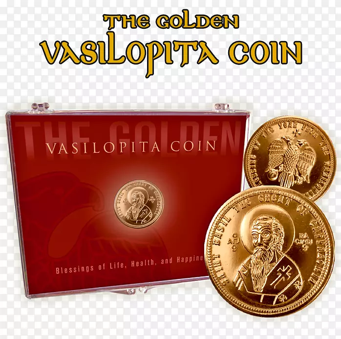 Vasilopita硬币希腊菜新年蛋糕硬币