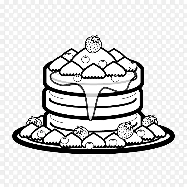 薄饼圣诞蛋糕黑白单色彩绘蛋糕