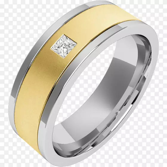 结婚戒指公主切割订婚戒指钻石切割-男性扁平材料