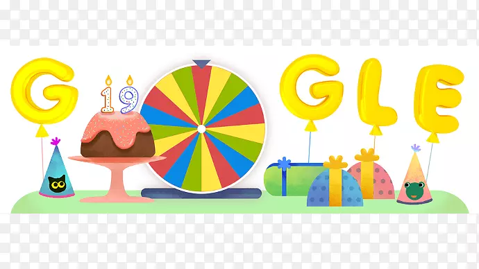 旋转最好的谷歌涂鸦生日周年-生日涂鸦