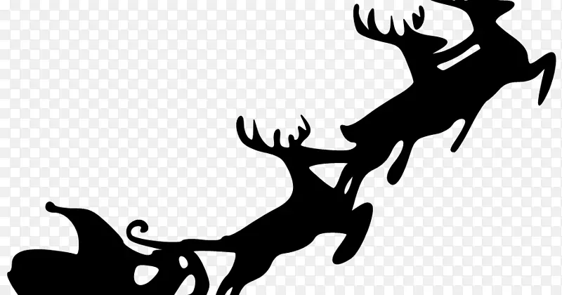 圣诞老人驯鹿雪橇圣诞剪贴画-圣诞老人雪橇