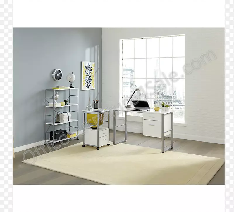 书架书桌抽屉办公室家具白色书桌