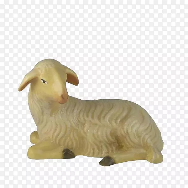 羊出生现场木山羊雕像-绵羊