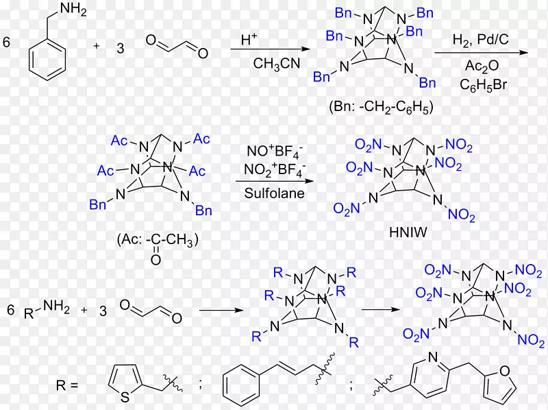 六硝基六氮杂异伍兹烷硝基化合物硝胺苄基的合成