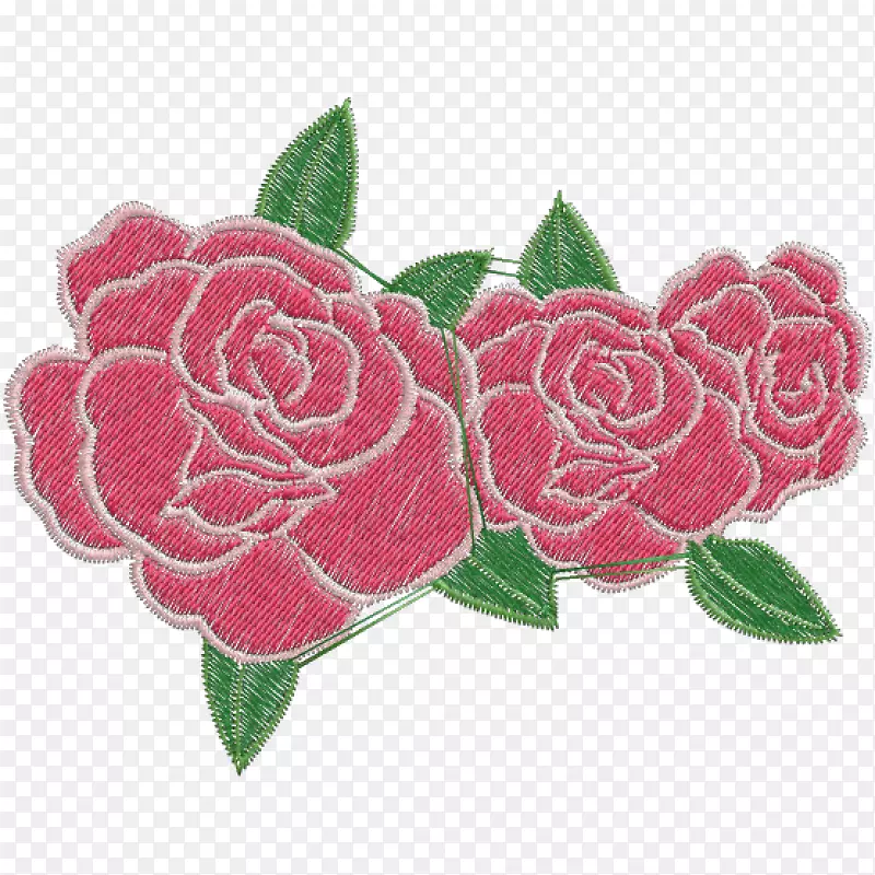 花园玫瑰，卷心菜，玫瑰，刺绣，粉红色手工艺品-花
