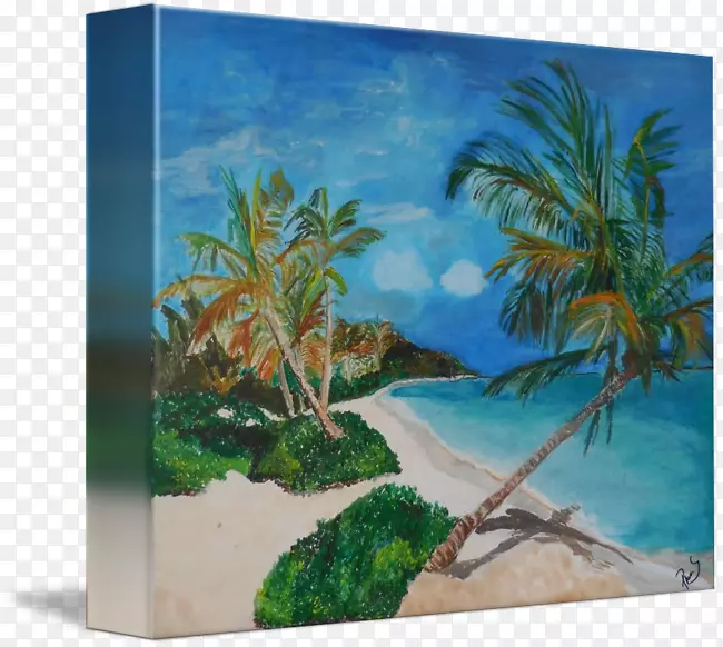 水彩画加勒比丙烯酸涂料-海滩热带