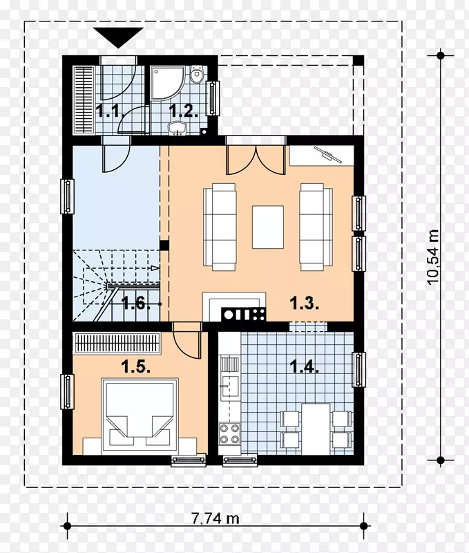 屋面平面图，山墙屋顶露台-房屋