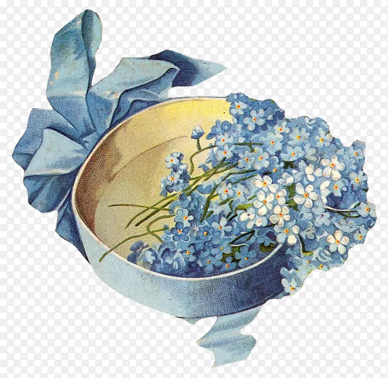 绣球花蓝色艺术花卉设计-别忘了我