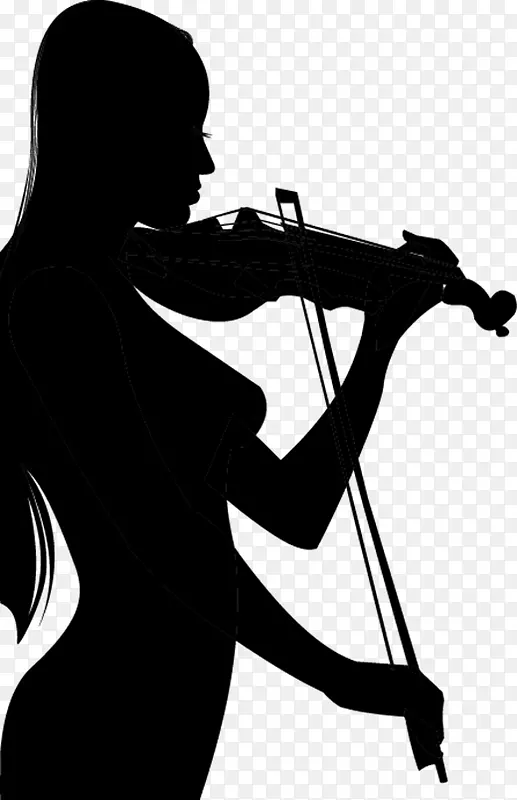 小提琴剪影人画女小提琴