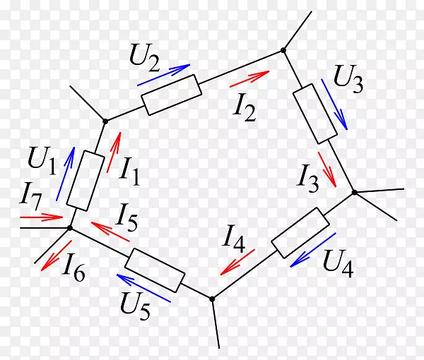 电力网电子线路图电流.Pierwsze Prawo kirchhoffa