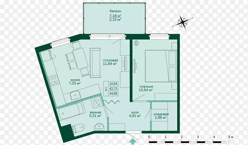 斯坎迪克吕布公寓楼层平面图起居室-公寓