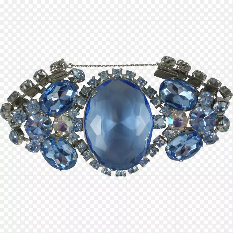蓝宝石手镯珠宝银胸针蓝宝石