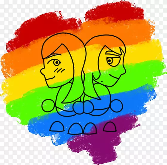 琉球黄彩虹剪贴画-LGBT心脏