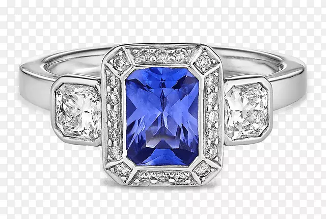 蓝宝石订婚戒指宝石钻石戒指光环