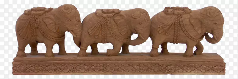 非洲象印度象木雕