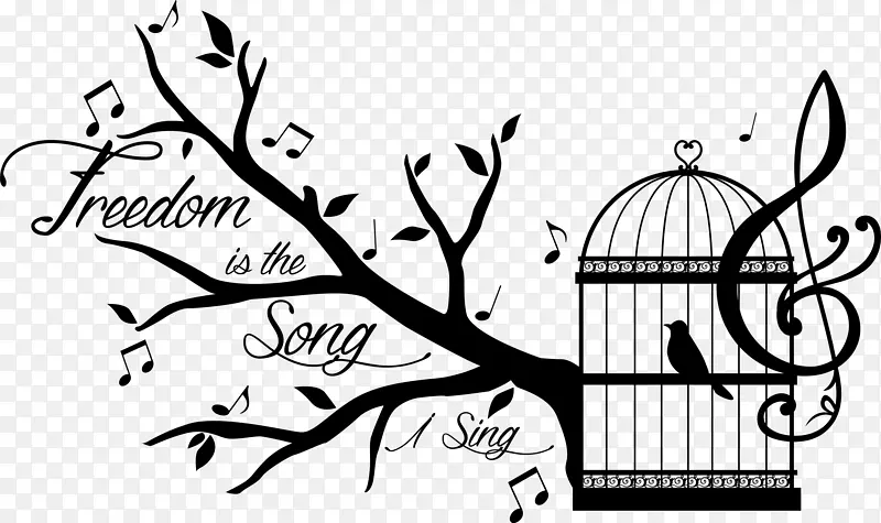 小树枝视觉艺术平面设计绘画剪贴画我知道笼鸟为什么会唱歌