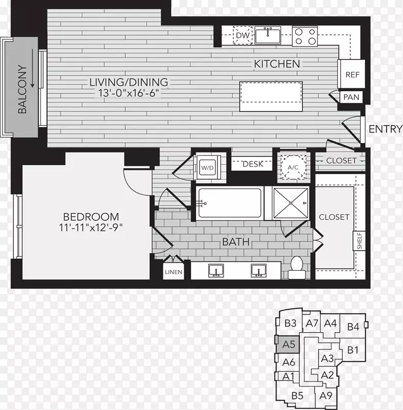 楼面平面图ARIS市场广场公寓房屋租赁床计划
