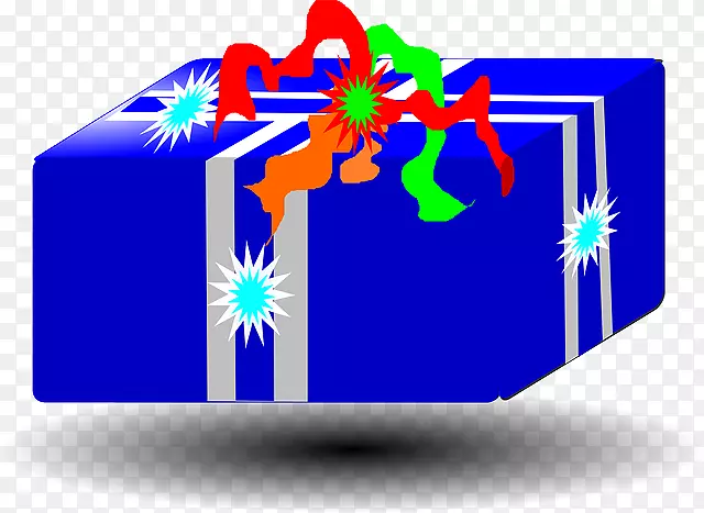 礼品丝带蓝色剪贴画-蓝色礼品盒