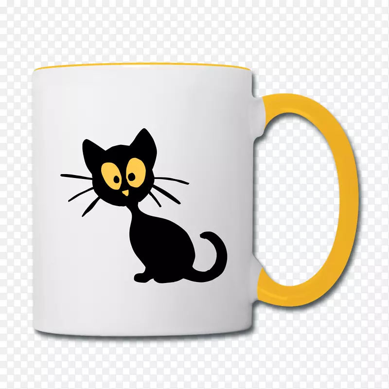 黑猫咖啡杯胡须小猫