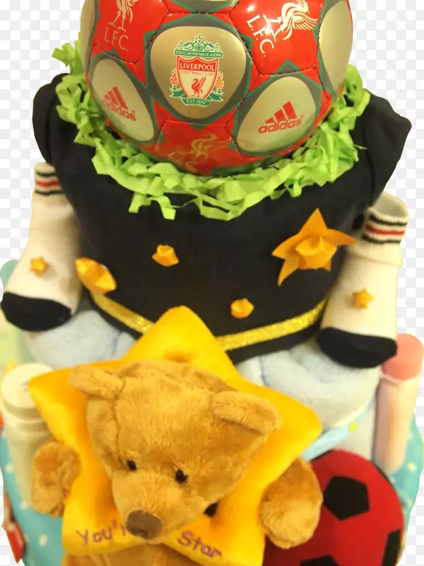 尿布蛋糕生日蛋糕宝宝淋浴-足球宝宝