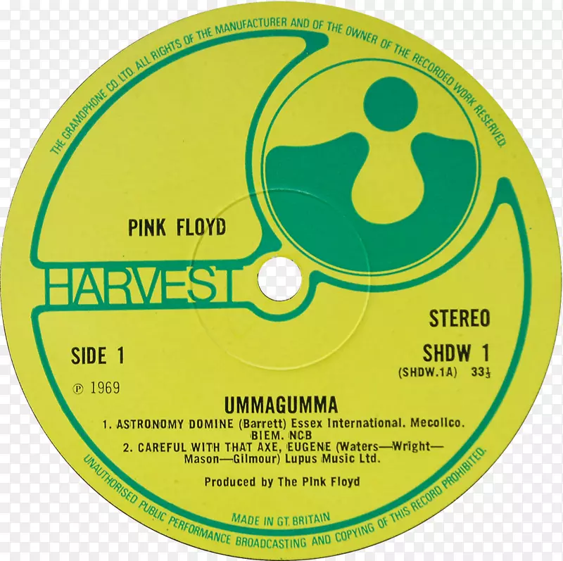粉红弗洛伊德原子心脏母亲留声机唱片Ummagumma-粉红色Floyd标志
