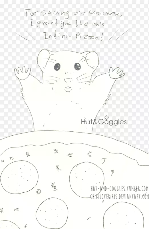 线艺术猫素描-可爱的仓鼠画
