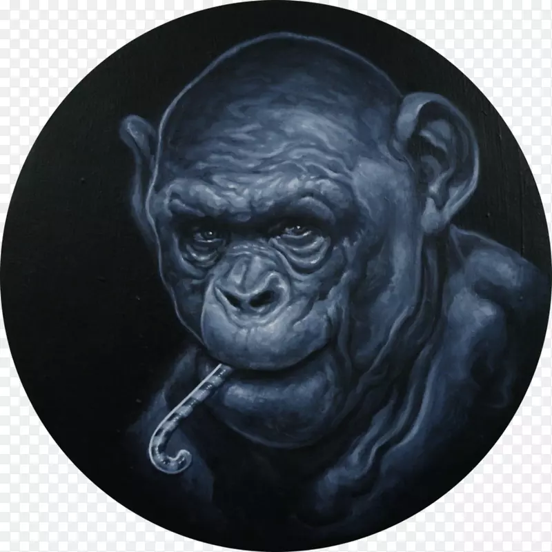 普通黑猩猩艺术大猩猩绘画-大猩猩