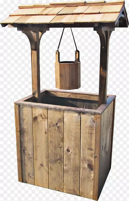 木花箱，水井，水桶，木桶