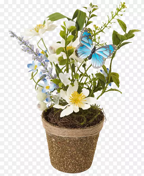切花，花盆，人造花卉，室内植物-白色小枝