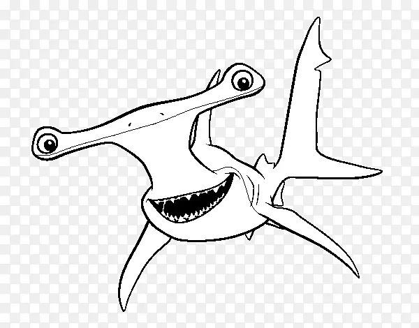 大白鲨布鲁斯着色书锤头鲨-布鲁斯尼莫