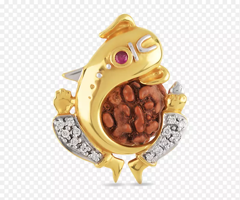 宝石Ganesha黄金魅力和吊坠珠宝宝石